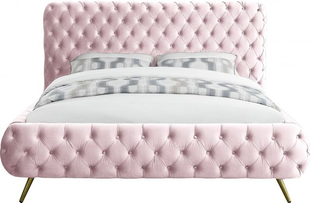 Meridian Furniture Delano Pink Velvet Queen Bed-1