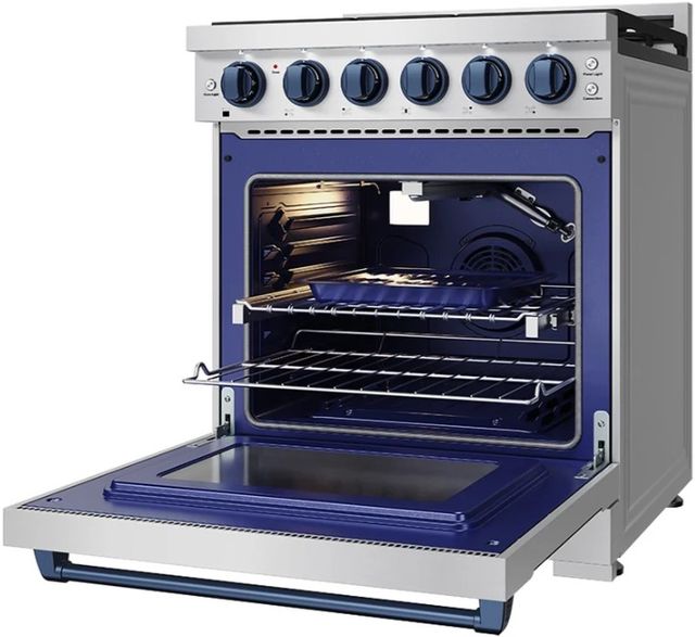 Thor Kitchen Gordon Ramsay Collection 30" Stainless Steel Pro Style Gas Range with Precision Knob Control and Blue Trim-4