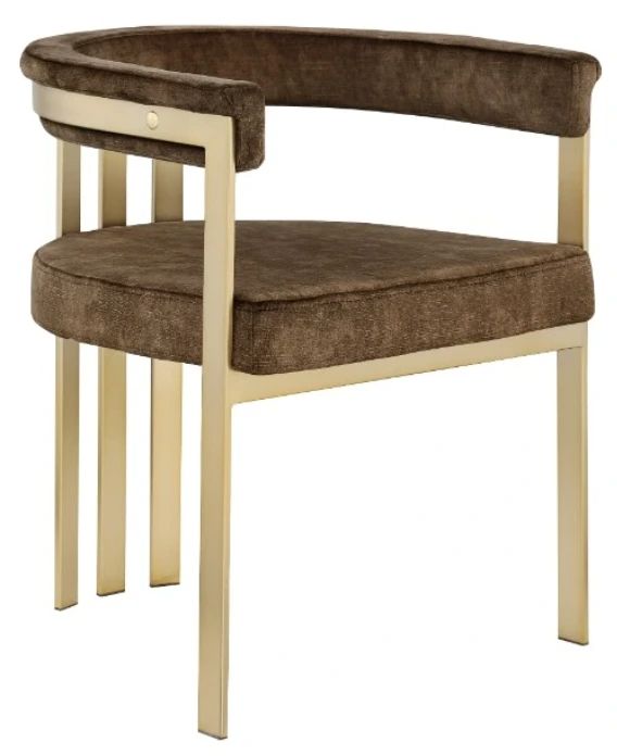 Meridian Furniture Marcello Brown/Brushed Brass Velvet Dining Chair-0