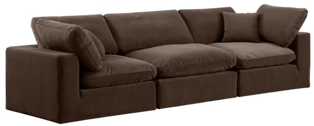 Meridian Furniture Comfy 3-Piece Brown Velvet Modular Sofa-0