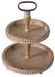 A & B Home Natural Brown Round Two-Tiered Wooden Tray-1