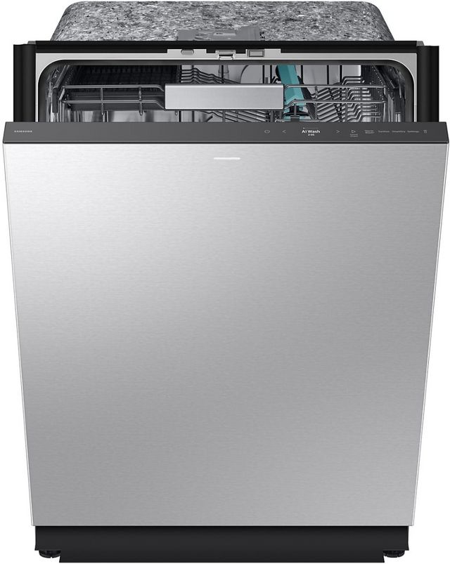 Lave-vaisselle encastré à commandes dissimulées de 24 po Samsung® - Acier inoxydable argent-1