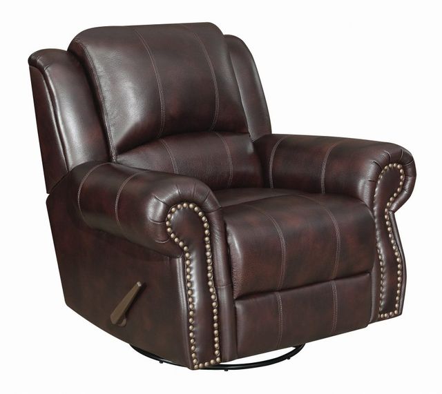 Coaster® Sir Rawlinson Dark Brown Swivel Rocker Recliner-2
