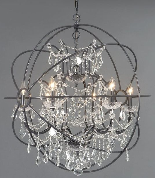 YHD Contessa Matte Black 7-Light Orb Chandelier-2