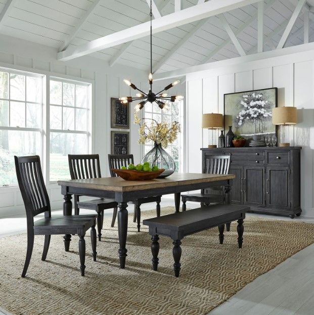 Liberty Furniture Harvest Home 6-Piece Barley Brown/Chalkboard Rectangular Table Set-1
