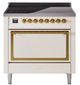 Ilve® Nostalgie II Noblesse 36'' Antique White Pro Style Induction Range with Brass Trim-0