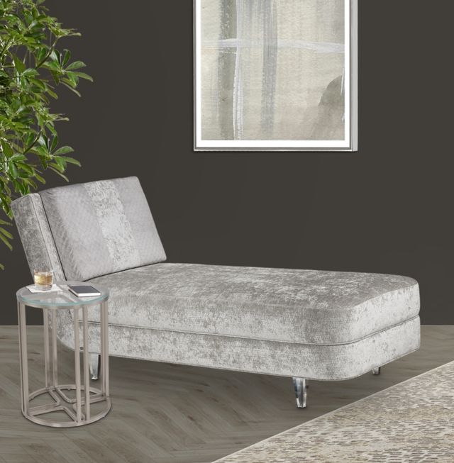 Michael Amini® Laguna Glass Top Chair Side Table with Ridge Silver Mist Base-1