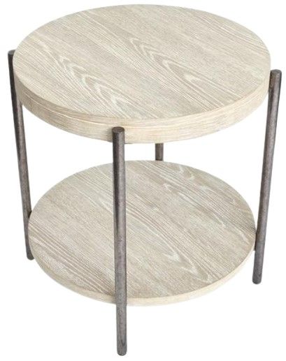 Magnussen Home® Jennings Edgecomb Gray End Table with Weathered Antique Nickel Base-2