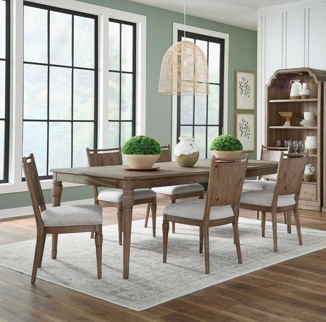 Liberty Furniture Hickory Grove 7-Piece Elliston Oatmeal/Heirloom Brown Rectangular Dining Table Set-1