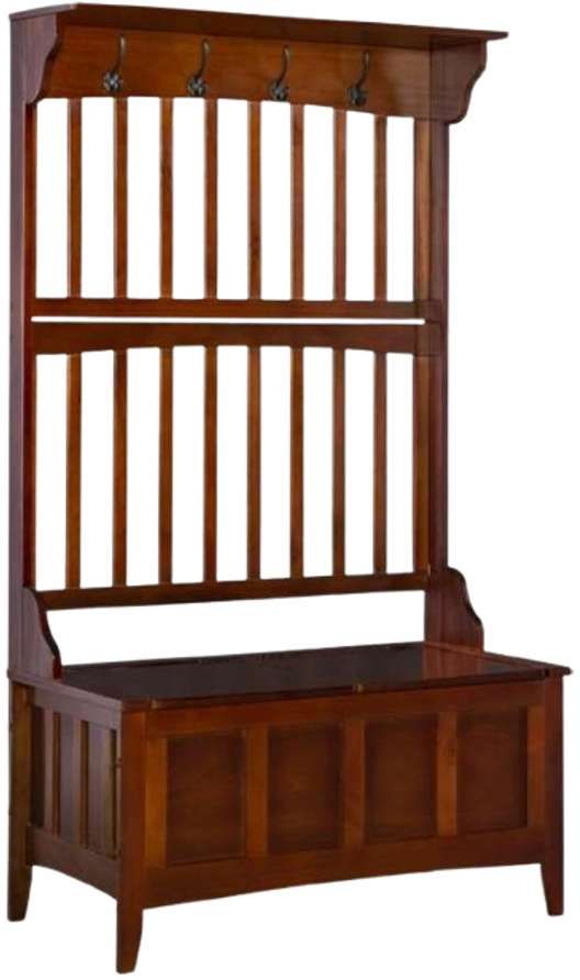 Linon Mission Walnut Storage Hall Tree -0