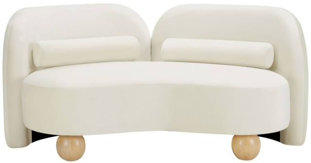 Meridian Furniture Daphne Cream 64" Velvet Loveseat-2
