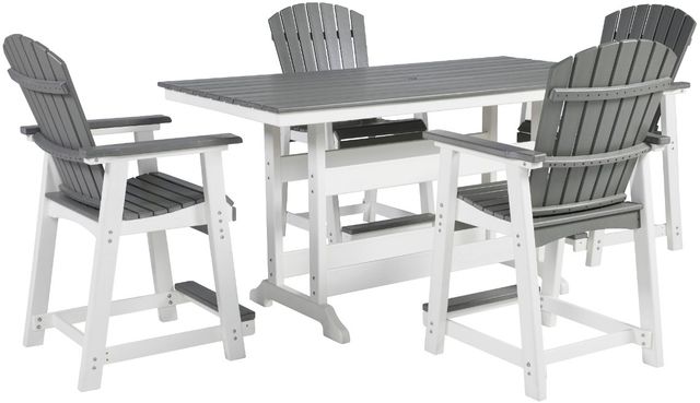 Signature Design by Ashley® Transville 5-Piece Gray/White Outdoor Counter Height Dining Set-0