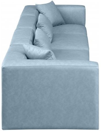 Meridian Furniture Cube 4-Piece Light Blue Vegan Leather Sofa Sectional-2
