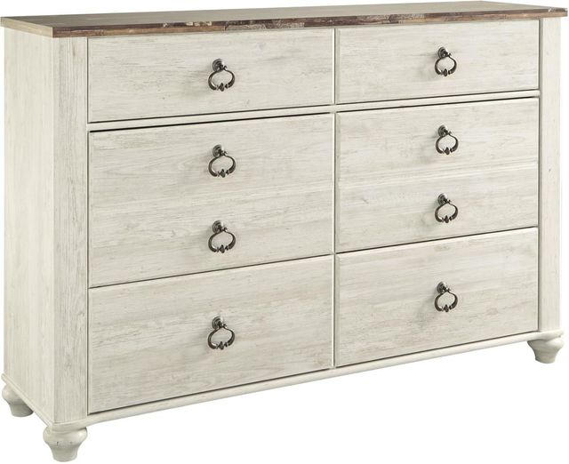 Signature Design by Ashley® Willowton 2-Piece Whitewash Queen/Full Panel HeadboardSet-2