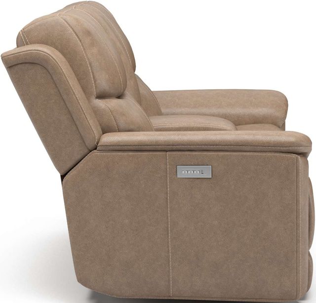 Flexsteel® Cade Beige Power Reclining Loveseat with Console and Power Headrests-3