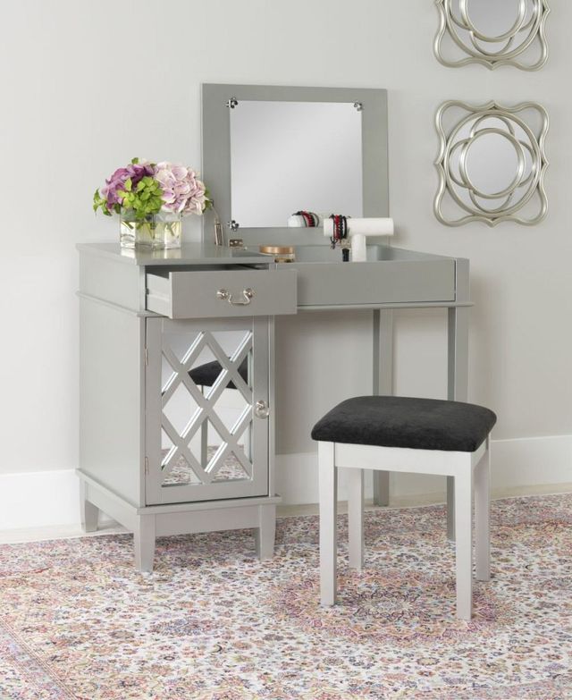 Linon Lattice 2-Piece Silver Vanity Set-3