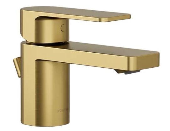 KOHLER® Parallel® Vibrant Brushed Moderne Brass Low Single-Handle Bathroom Sink Faucet-0