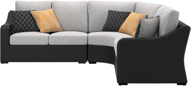 Signature Design by Ashley® Beachcroft 3-Piece Black/Light Gray Fabric/Resin Wicker Outdoor Sectional-1