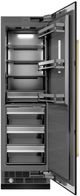 ZLINE Autograph Edition 24 in. 12.5 Cu. Ft. Column Refrigerator in Black Stainless Steel with Graphite Gray Interior and Polished Gold Accents-1