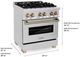 ZLINE Autograph Edition 30" Stainless Steel Pro Style Dual Fuel Range with Champagne Bronze Accents-3
