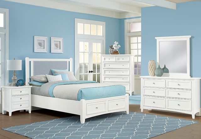 Vaughan-Bassett Bonanza Blue/White King Upholstered Panel Storage Bed-1