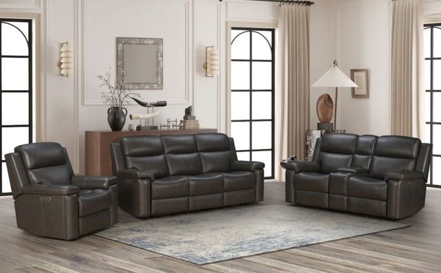 BarcaLounger® Leon Matteo Smokey Gray Leather Power Reclining Sofa-2