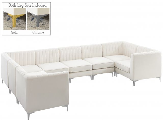 Meridian Furniture Alina 8-Piece Cream Velvet Upholstered Modular Sectional-2