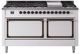 Ilve® Nostalgie II Noblesse 60'' White Pro Style Dual Fuel Range with Burnished Trim-0