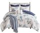 Olliix by Madison Park 7 Piece Blue King/California King Zennia Printed Seersucker Comforter Set with Throw Blanket-0
