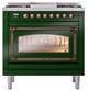 Ilve® Nostalgie II Noblesse 36'' Emerald Green Pro Style Dual Fuel Range with Burnished Trim-1