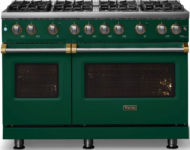 Viking® 5 Series 48" Ivy Pro Style Gas (NG) Range with Brushed Brass Trim-3