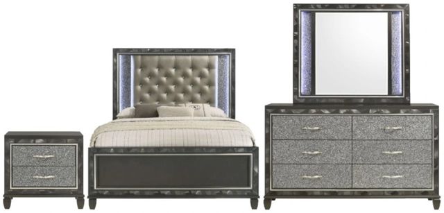 New Classic® Home Furnishings Radiance 4-Piece Black Pearl California King Panel Bedroom Set-0