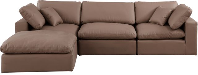 Meridian Furniture Comfy 4-Piece Brown Vegan Leather Sectional-1