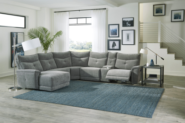 Homelegance® Tesoro 6-Piece Dark Gray Manual Reclining Modular Sectional and Chaise-1