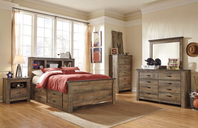 Signature Design by Ashley® Trinell Rustic Brown Full Bookcase Storage Bed-2