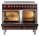 Ilve® Nostalgie II Noblesse 40'' Burgundy Pro Style Induction Range with Brass Trim-2