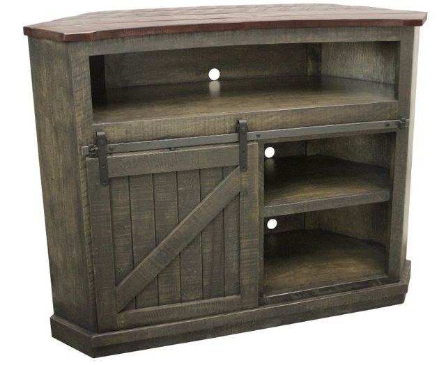 American Heartland Manufacturing Rustic Two-Tone Tall Bower Corner TV Cart-0