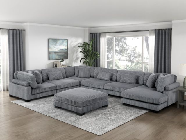 Homelegance® Traverse 7-Piece Gray Modular Sectional with Reversible Chaise and Ottoman-1