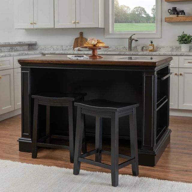 Powell® Penda Black Kitchen Island with Stools-1