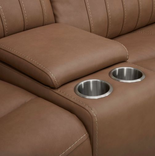 Liberty Furniture Bennett Butternut Leather Power Reclining Loveseat with Console-3