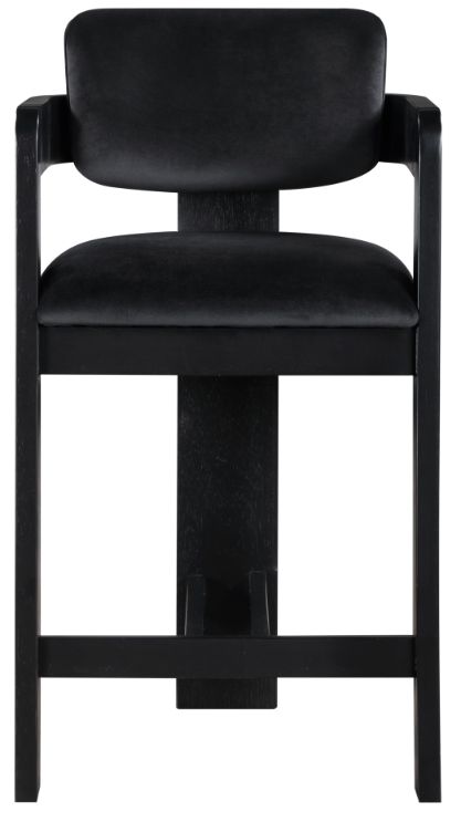 Meridian Furniture Sacha Black Velvet Upholstered Counter Stool-1