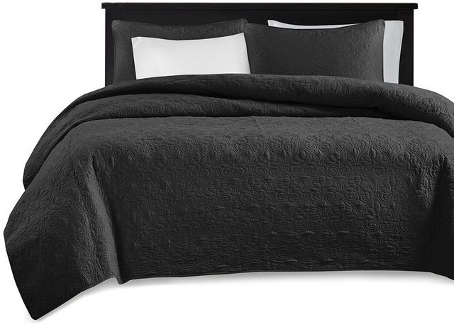 Olliix by Madison Park Black King/California King Quebec Reversible Coverlet Set-0