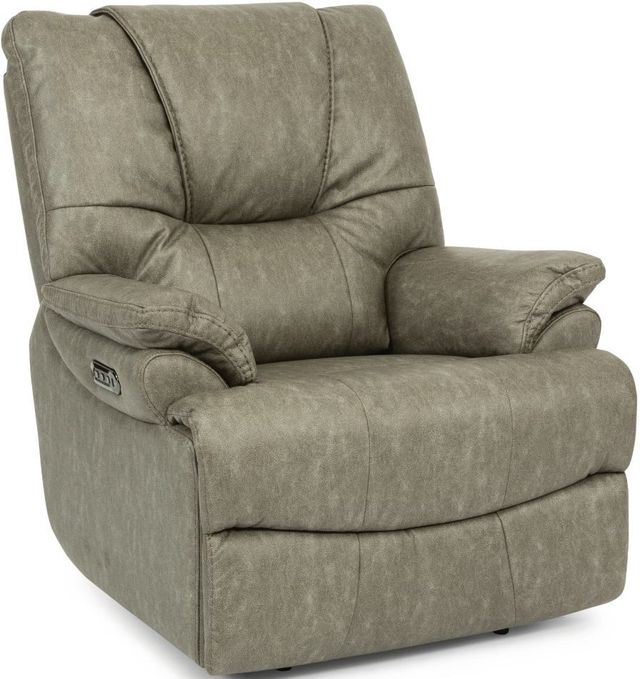 Flexsteel® Willis Light Grey Power Recliner with Power Headrest and Lumbar-0