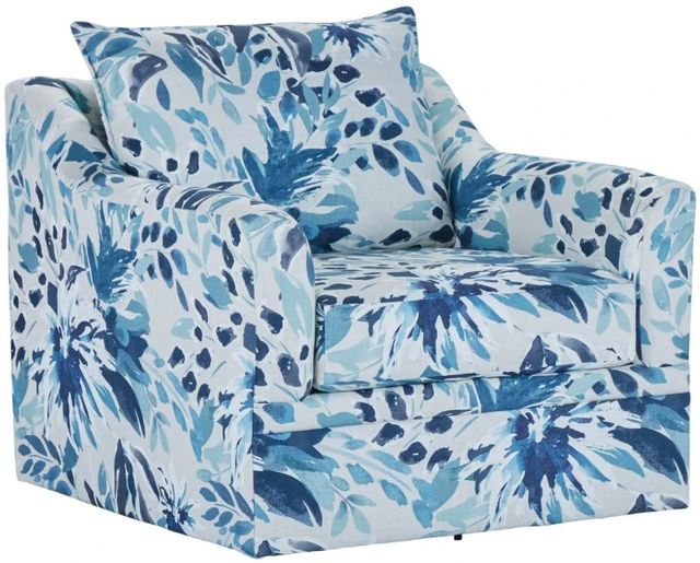 New Classic® Home Furnishings Sylvie Blue/White Swivel Chair-0