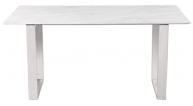 Meridian Furniture Carlton White Dining Table with Chrome Base-1