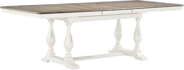 Winners Only® Torrance Brown Top Trestle Dining Table with Ebony Base-0