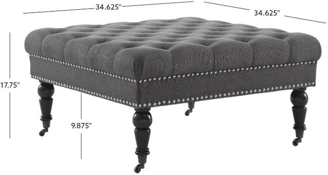 Linon Isabelle Charcoal Tufted Accent Ottoman-2