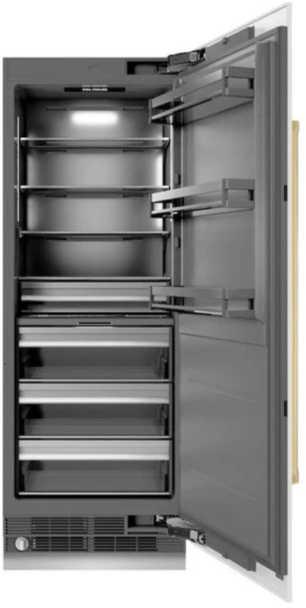 ZLINE Autograph Edition 30" 16.7 Cu. Ft. Column Refrigerator in White Matte with Graphite Gray Interior and Polished Gold Accents-1