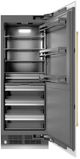 ZLINE Autograph Edition 30" 16.7 Cu. Ft. Column Refrigerator in White Matte with Graphite Gray Interior and Polished Gold Accents-1