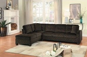 Mazin Furniture Emilio 2-Piece Chocolate Reversible Sofa Chaise Sectional-2